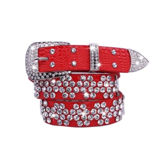 Handmade Rhinestone Studded Big Buckle Belt Accessory For Jeans Shorts, #08 - Picture 1 of 2